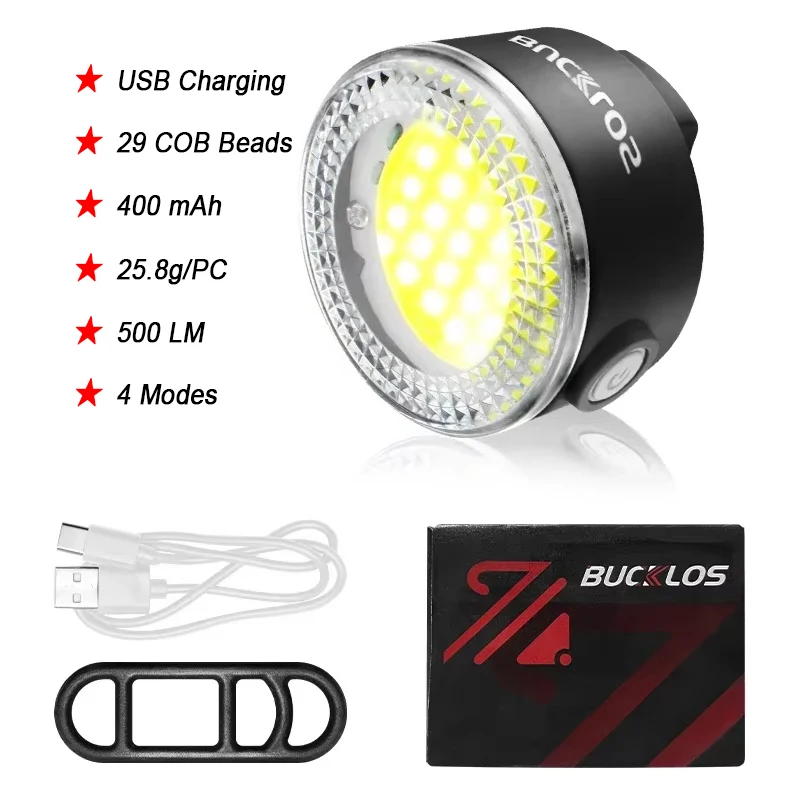 BUCKLOS Bicycle Rear Light Front Light 1100mAh LED COB Waterproof Bike Lamp USB Rechargeable Mtb Road Bike Taillights Bike Parts: Burgundy