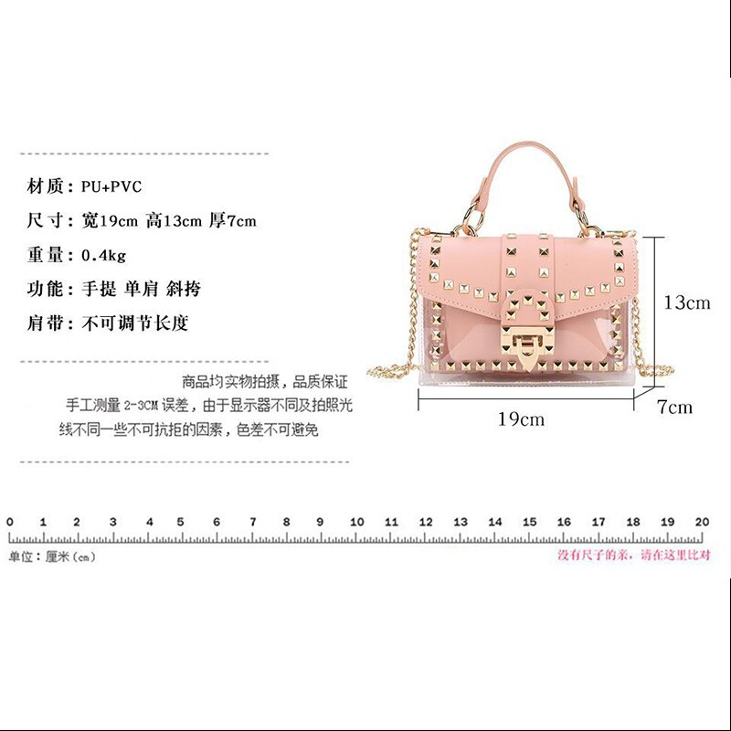 PU Leather Purses and Handbags PVC Rivet Decoration Bags for Women Girls Female Shoppers Casual Wallets