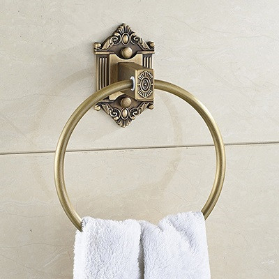 Mttuzk antik messing håndklæde ring europæisk vægmonteret badeværelse badehåndklædestativ med udskåret badeværelse tilbehør: Antik