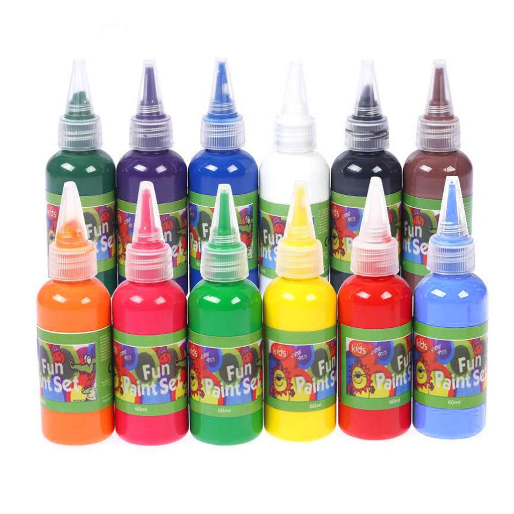12 Color 720ml Non Neon Washable Finger Paints Set Liquid Paint Pigment Gouache finger Painting Supplies paint Art: Default Title