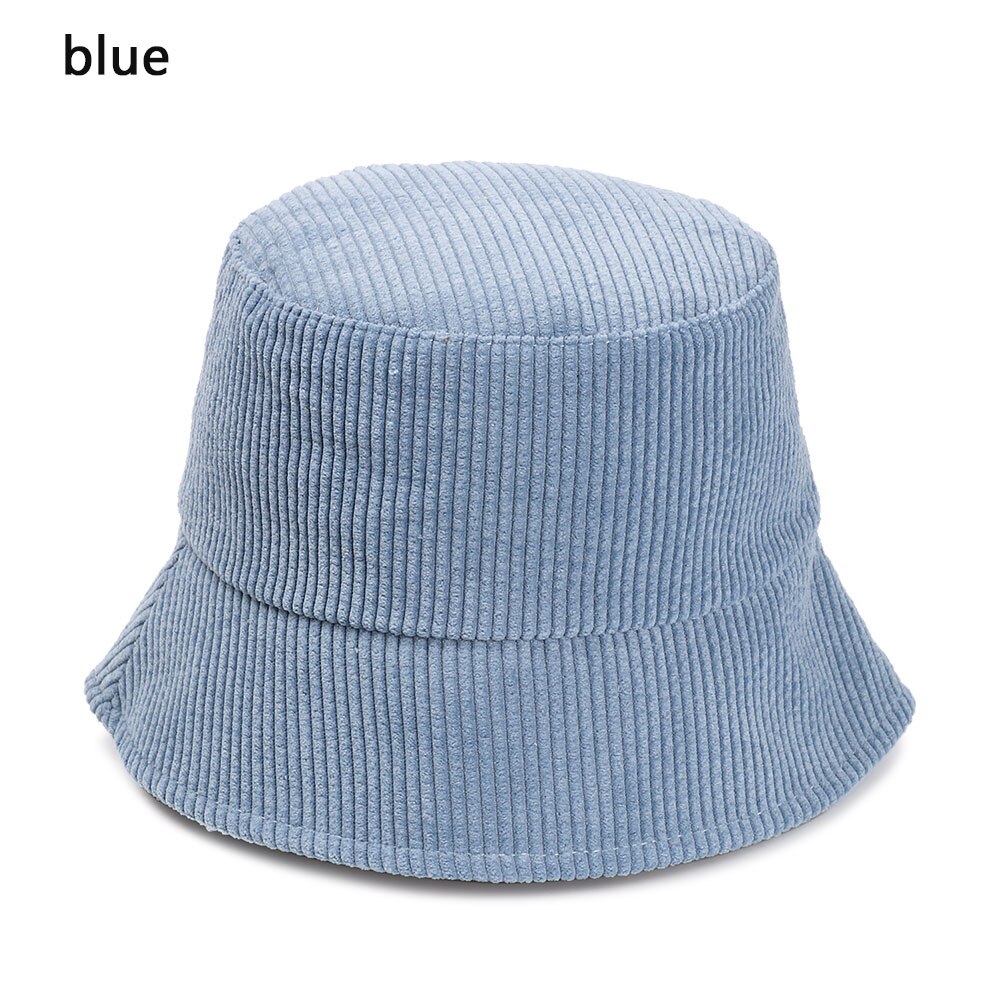Nowy sztruks kapelusz typu wiaderko dziewczyny moda stały kapelusz wędkarski jesienią i zimą odkryty płasko zakończony kapelusz rybaka cały mecz kapelusz: niebieski