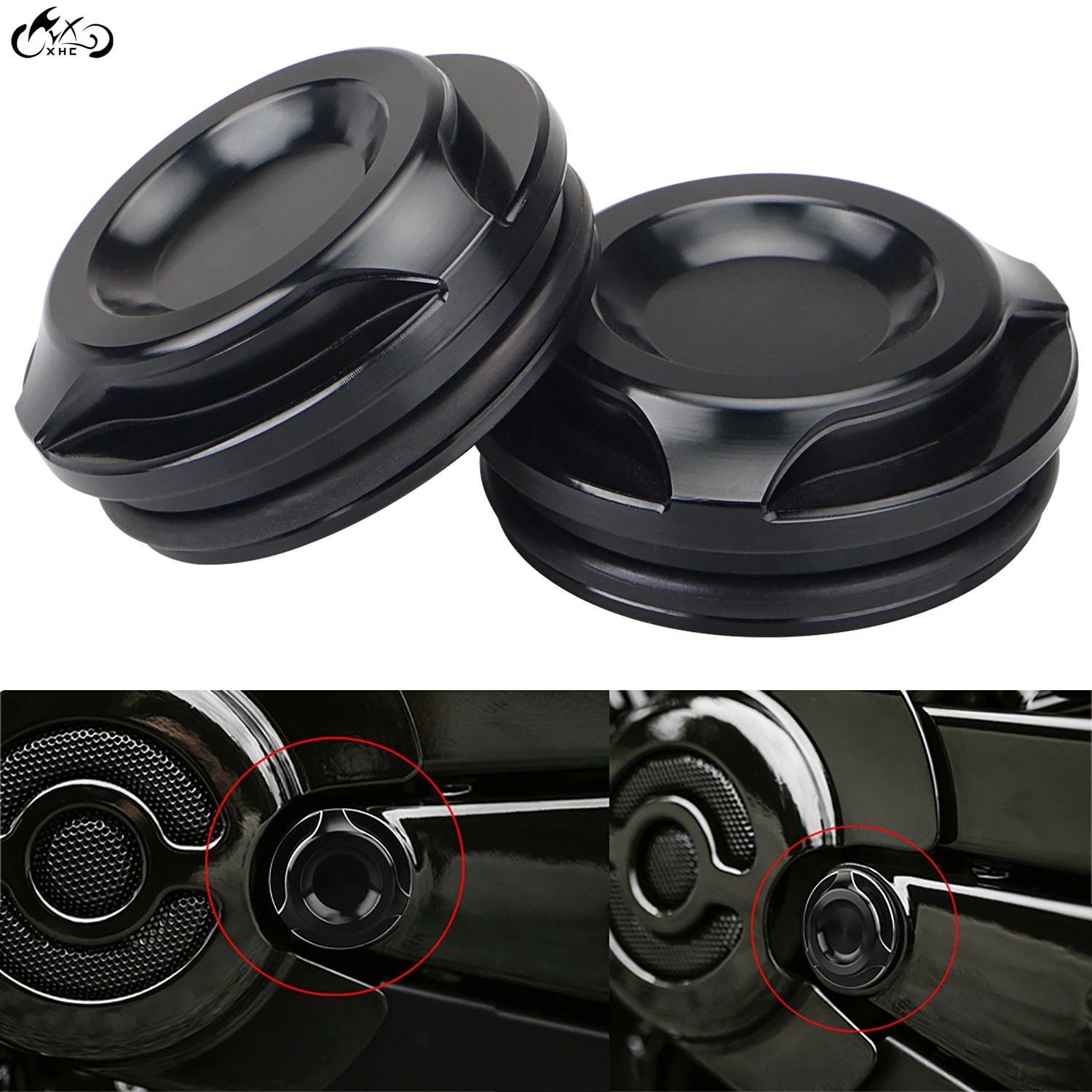 1 Pair Black Swingarm Pivot Bolt Cover Cap For Harley Night Rod Special VRSCDX Street Rod XG750A V-Rod Muscle VRSCF Muscle VRSCF