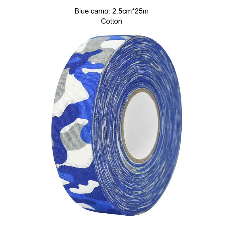 3 Rolls Hockey Grip Tape Cotton Hockey Stick Tape colorato Sport sicurezza campo da ghiaccio Hockey Badminton Golf Tape 2.5cm x 25m: 3 rools Blue camo