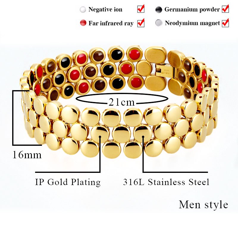 99.99% Pure Germanium Gezondheid Armband Voor Mannen Vrouwen Korea Populaire Rvs Magnetische Toermalijn Energie Power Sieraden: 12