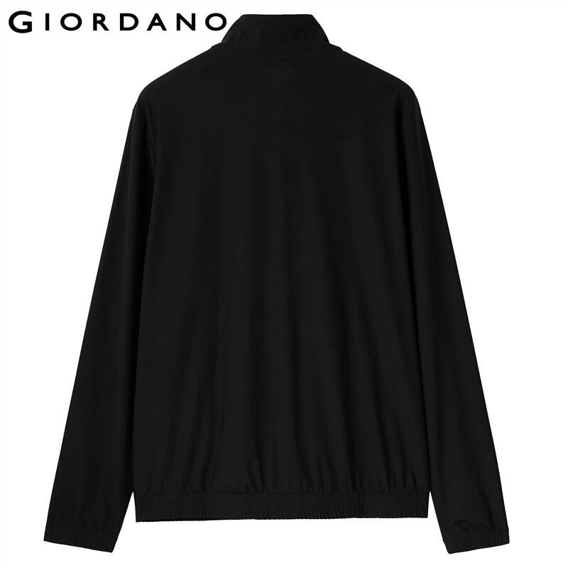 Giordano-chaqueta con cuello levantado para hombre, con estampado de G-MOTION, bolsillos delanteros y cremallera, informal, negra, 01071675