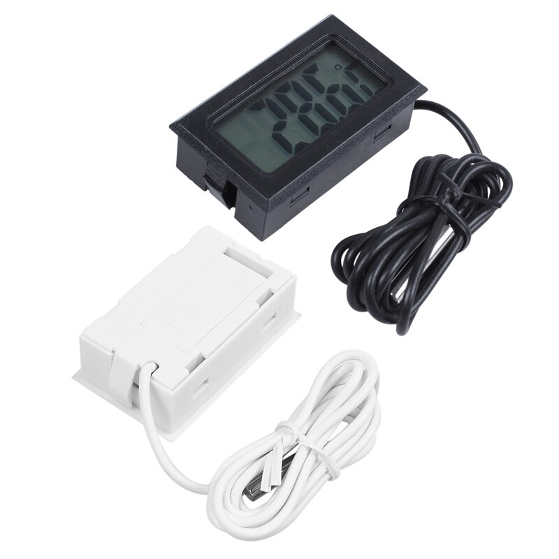 2 Pcs Digital Thermometer LCD Refrigerator Freezer Fridge Digital Thermometer - Black &amp; White