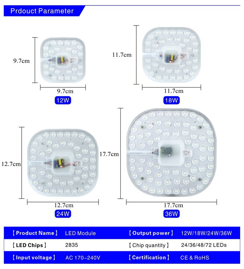 LED Ceiling Lamps Module 12W 18W 24W 36W 2835SMD AC220V LED Light Replace Ceiling Light Source Easy Installation Indoor Lighting