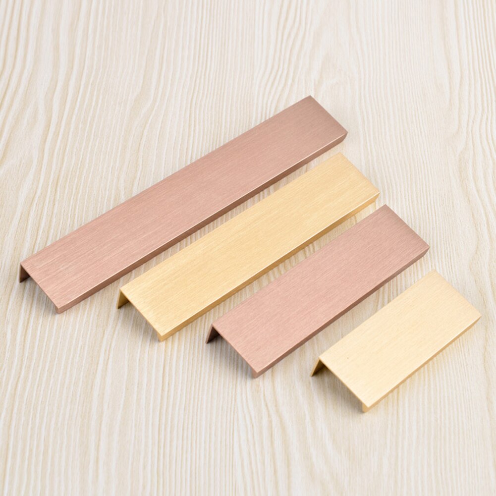 Gold/Champagne Hidden Cabinet Handles Stainless steel Kitchen Cupboard Pulls Drawer Knobs Furniture Handle