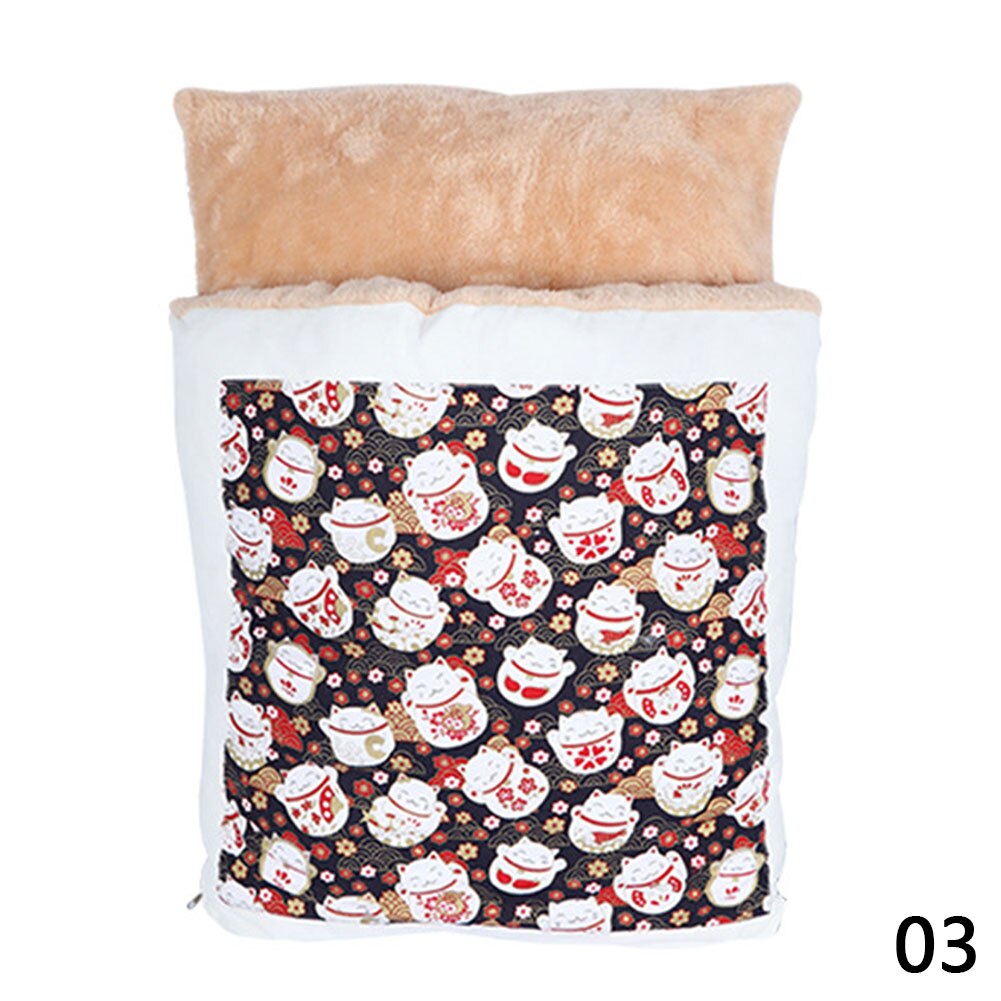 Japanischen Katze Bett Winter Abnehmbare Warme Katze Schlafsack Tiefen Schlaf Haustier Hund Bett Haus Katzen Nest Kissen mit Kissen: Kaffee