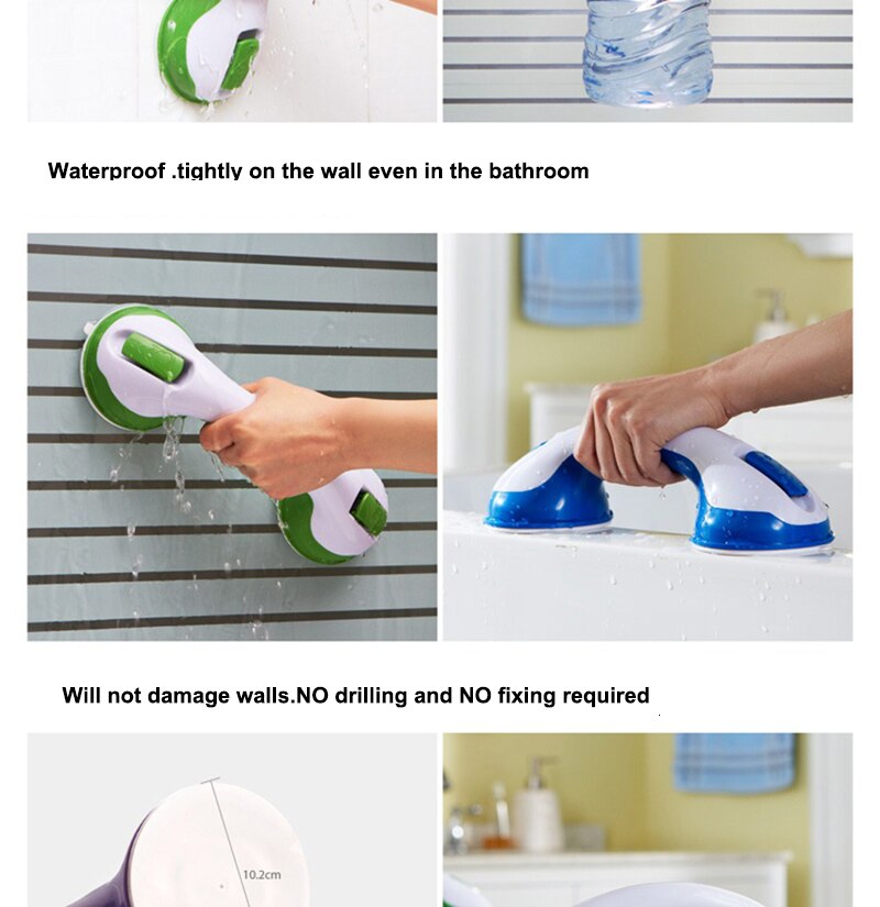 12 "helpen Handvat Badkamer Grip Handvat Kids Ondersteuning Ouderen Veiligheid Douche Bad Zuignappen Grab Bar Handle Sterke Mount grab Bar