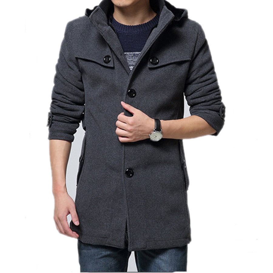 M-4XL Winter Trench Coat Men Woollen Coat Thick Men&#39;s Clothing Size 4XL Wool Jackets