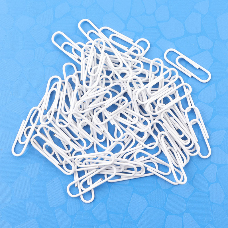100 Pcs Universele Pin Paperclip 28 Mm Kleur Gecoat Plastic Paperclip Vernikkeld Paperclip Paperclip: WHITE