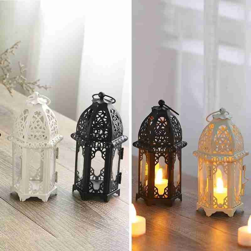 Fer forgé verre vent support de bougie chauffe-plat lanterne suspendue grand pour Patio intérieur extérieur événements fête de mariage 1PC