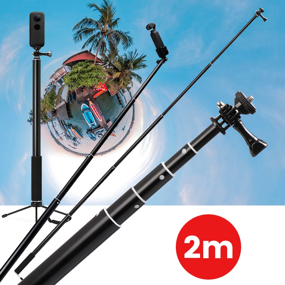 2M Aluminium Legierung Einbeinstativ Selfie Stock Für Insta360 eins X/X2 /DJI OSMO Aktion/Tasche/gopro Held 7 6 5 Sjcam Kamera Zubehör
