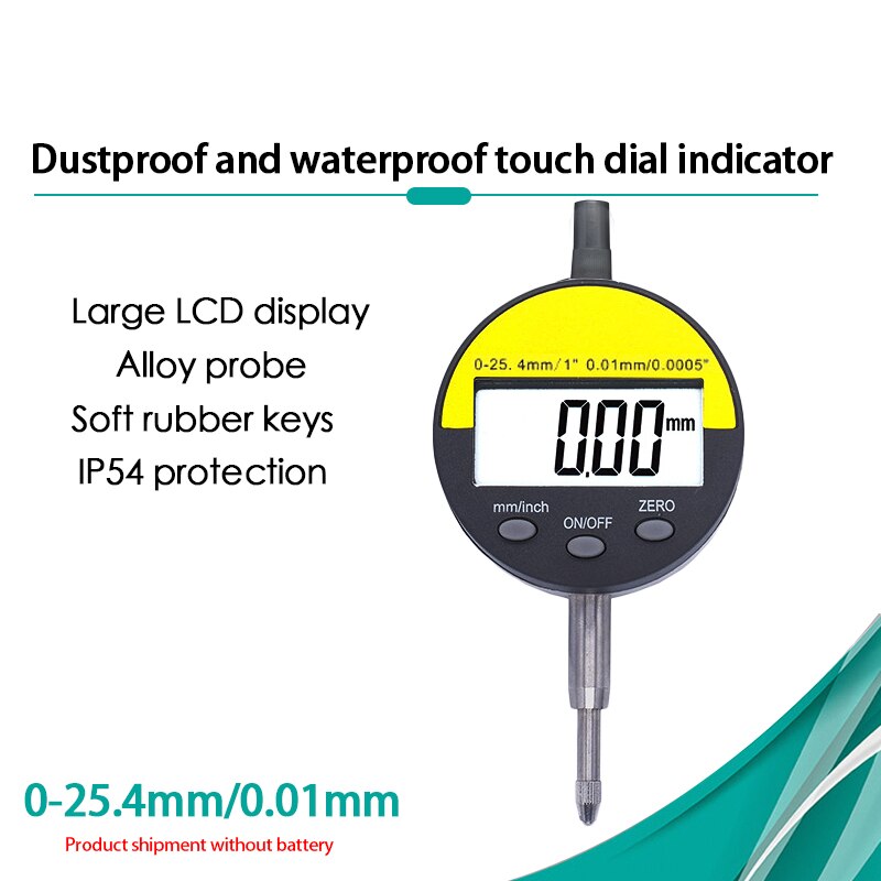 Digital mätklocka 0-25.4mm 0.001mm 0.00005 "elektronisk mikrometer metrisk tum mätare: Gul