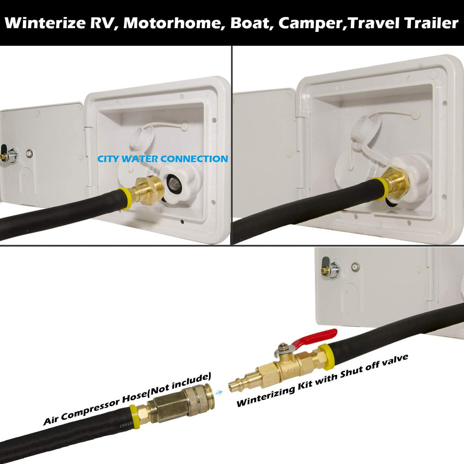 Air Compressor Quick-connect Plug Water Blow Out Fitting Adapter For Winterize Sanitary Ware Suite