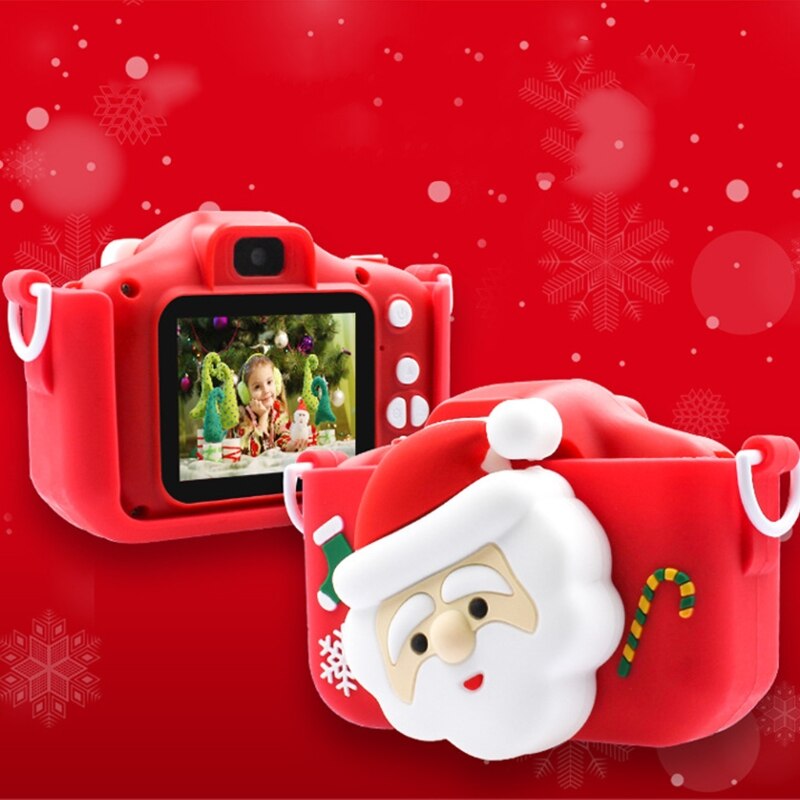 Kids Kerst Cartoon Digitale Camera Met Siliconen Cover 1080P 2 Inch Selfie Video Fotografie Leuk Spel Speelgoed