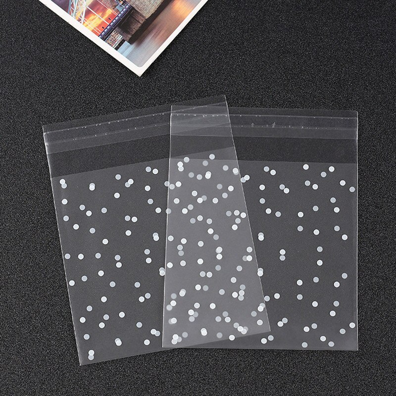 100 PCS taschen kunststoff keks verpackung brot backen liefert weiß dot candy party hochzeit dekoration: white / 14x14cm