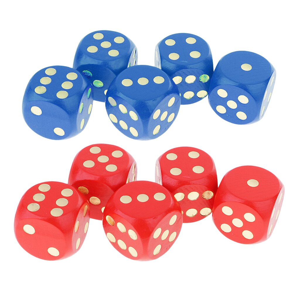 10 pces dados de madeira d6 pontilhados 3cm para d & d jogos de azar diques