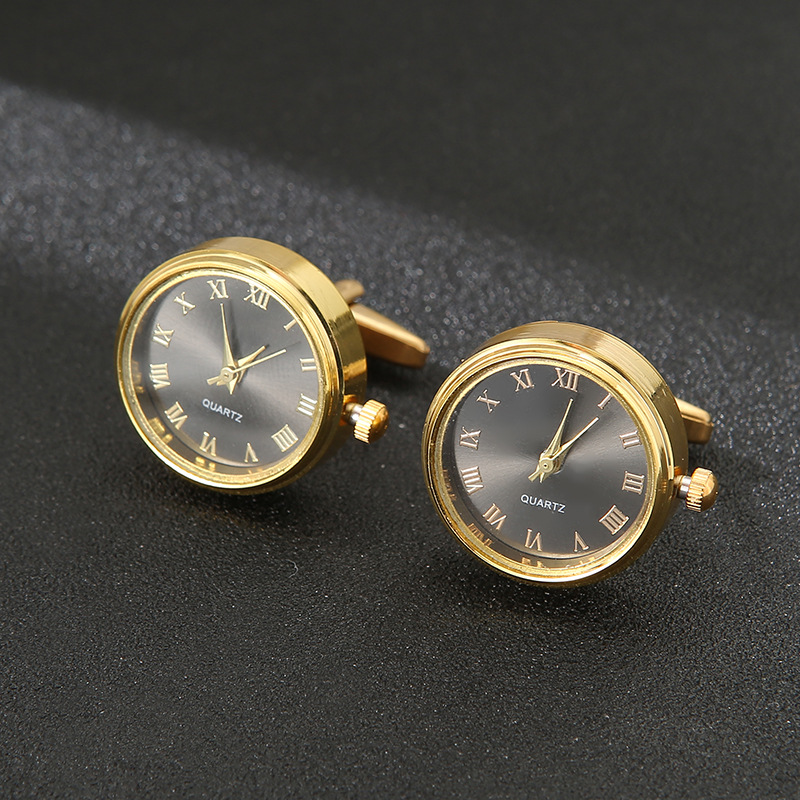 Luksus ure til mænd #39 klassisk fransk business skjorte tilbehør roterende ur guld manchetknapp jubilæum: Grå