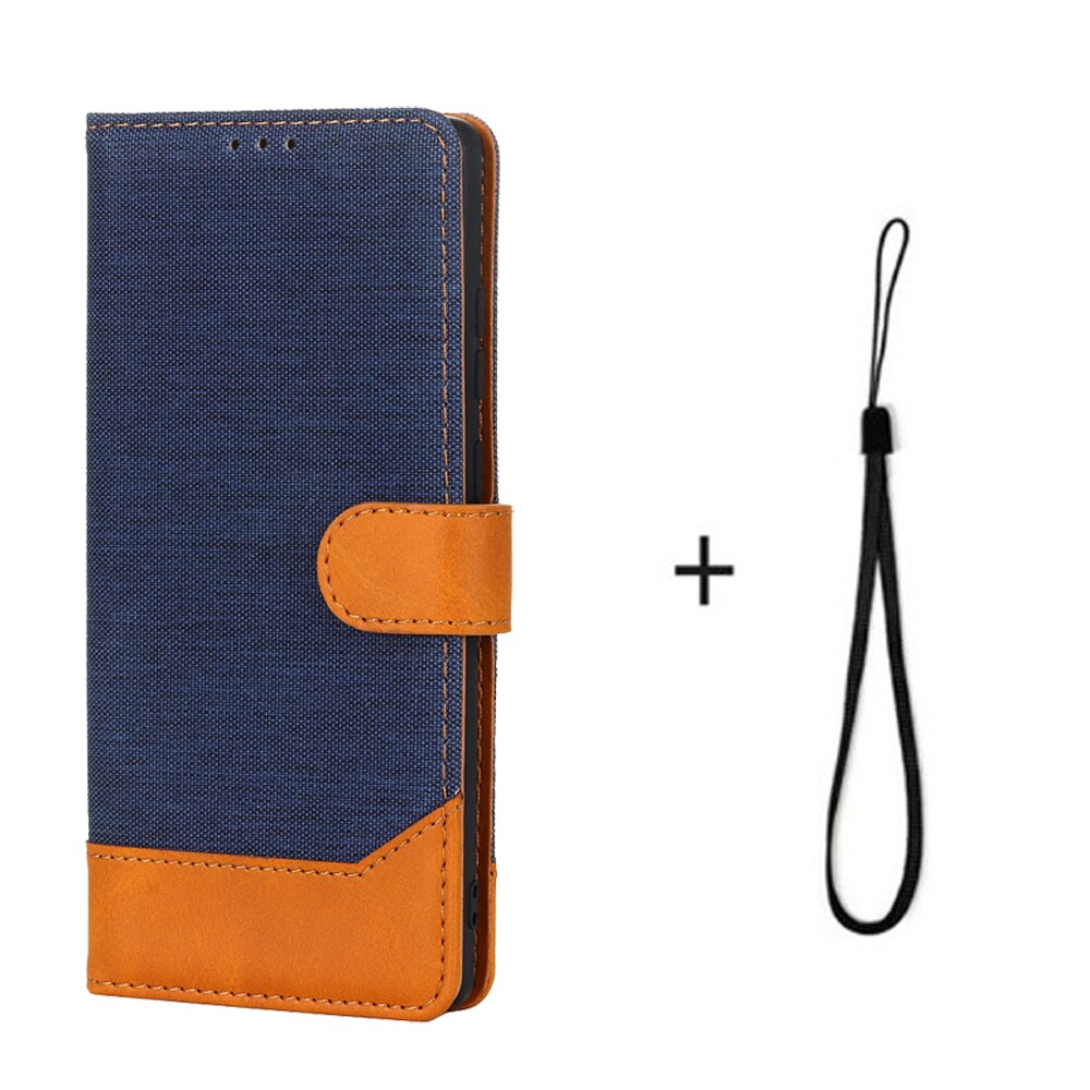 Portemonnee Boek Case Voor Xiaomi 11 Lite 5G Ne Cover Leather Card Stand Phone Protector Shell Etui Voor Xiaomi 11 Lite Ne Flip Cases: BW Blue Strap