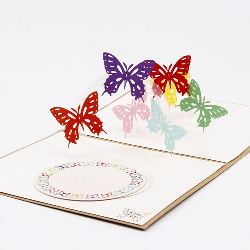 3d pop up lykønskningskort håndlavet fødselsdag valentinsdag bryllupsinvitation forskellige: Regnbue sommerfugl