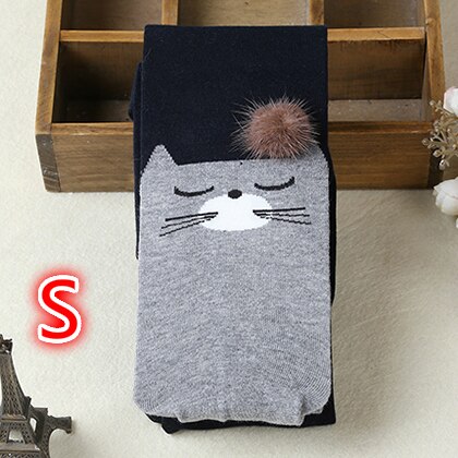 Meisjes stijlen herfst leggings voor baby kids katoen warm prinses meisjes kinderen broek mooie kat warmer kind leggings: Navy Blue Size  S