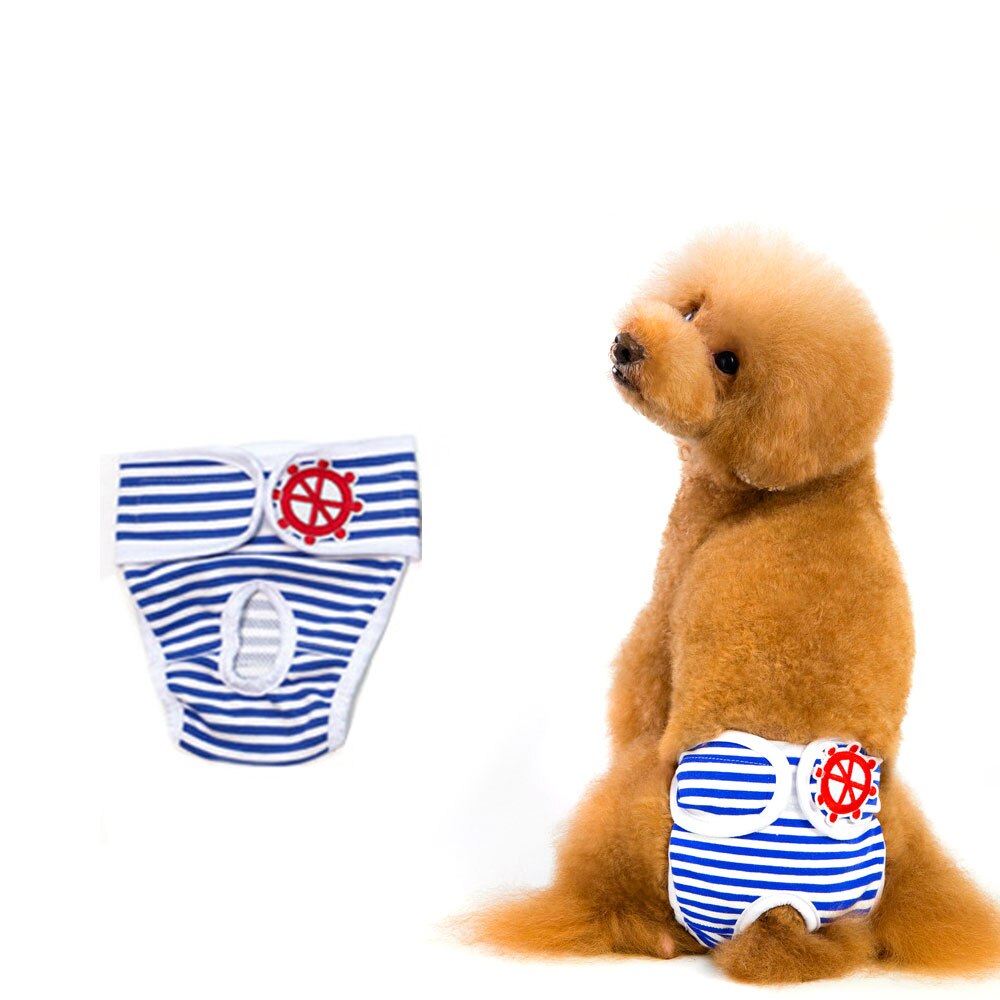 Hunde fysiologiske bukser hundeundertøj anti-chikane stribede fysiologiske bukser dyreprodukter vaskbare shorts: Hvid