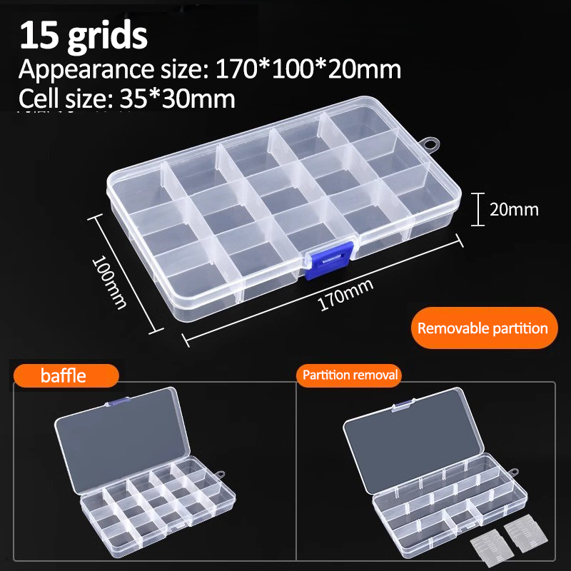 Transparante plastic doos Grote capaciteit Compartiment Organizer Box Onderdeel Gereedschapskist Meercellige materiaal Model Accessoires Opbergdoos: green