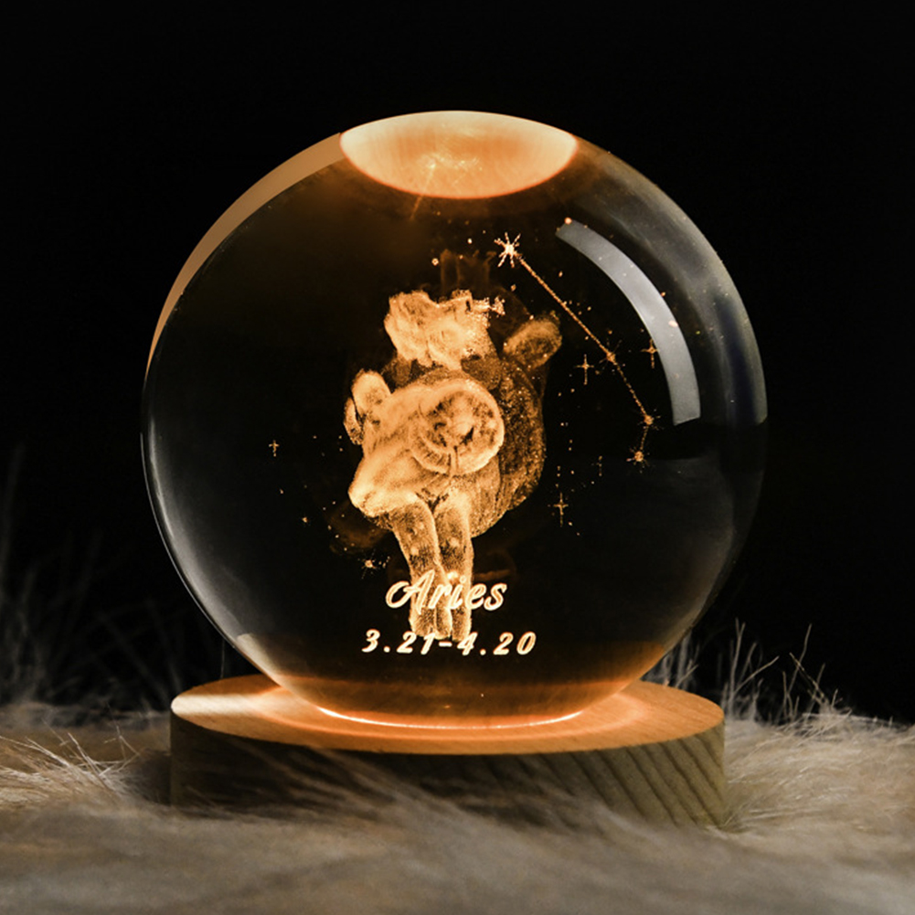 Usb 3d Kristallen Bol 12 Constellatie Led Nachtlampje Decor Lichtgevende Projectoren Slaapkamer Decor Nachtlampgeschenken Voor Kinderen Paar