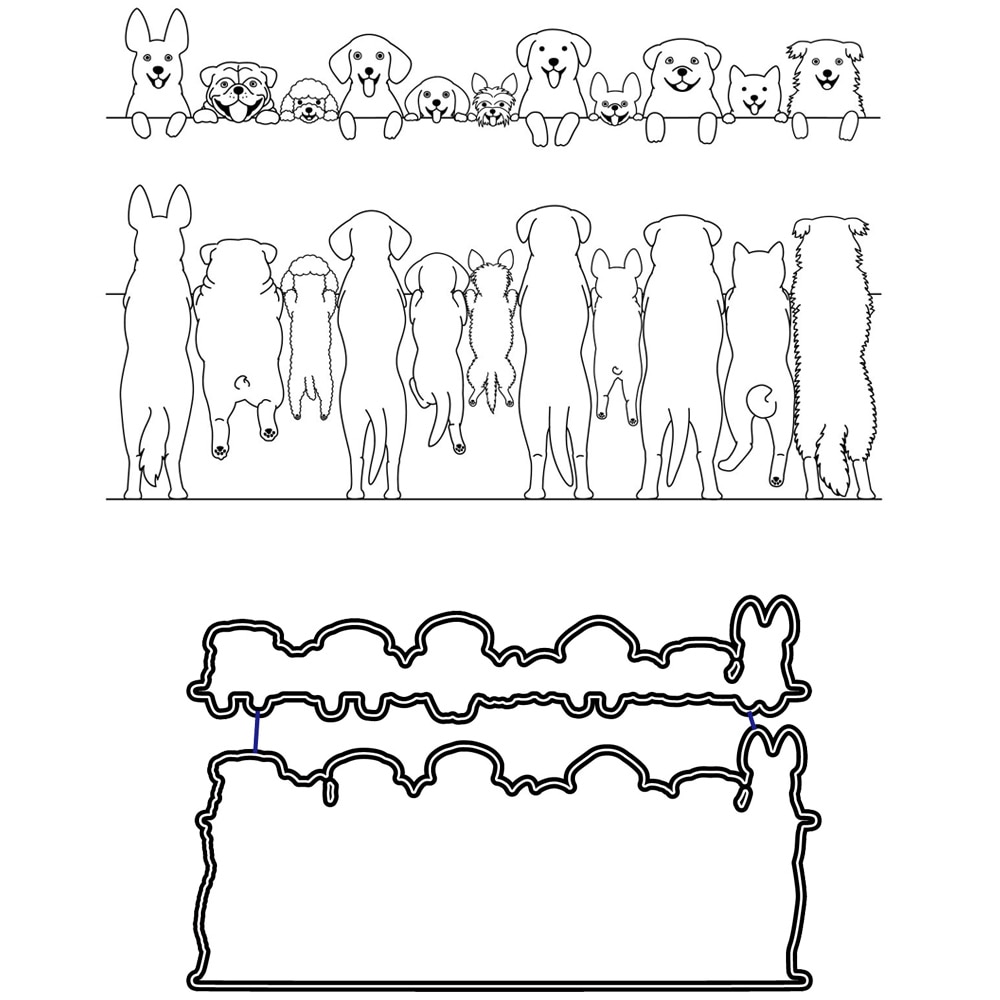 AZSG Various Cute Dogs Cutting Dies Clear Stamps For DIY Scrapbooking Decorative Card making Crafts Fun Decoration Supplies