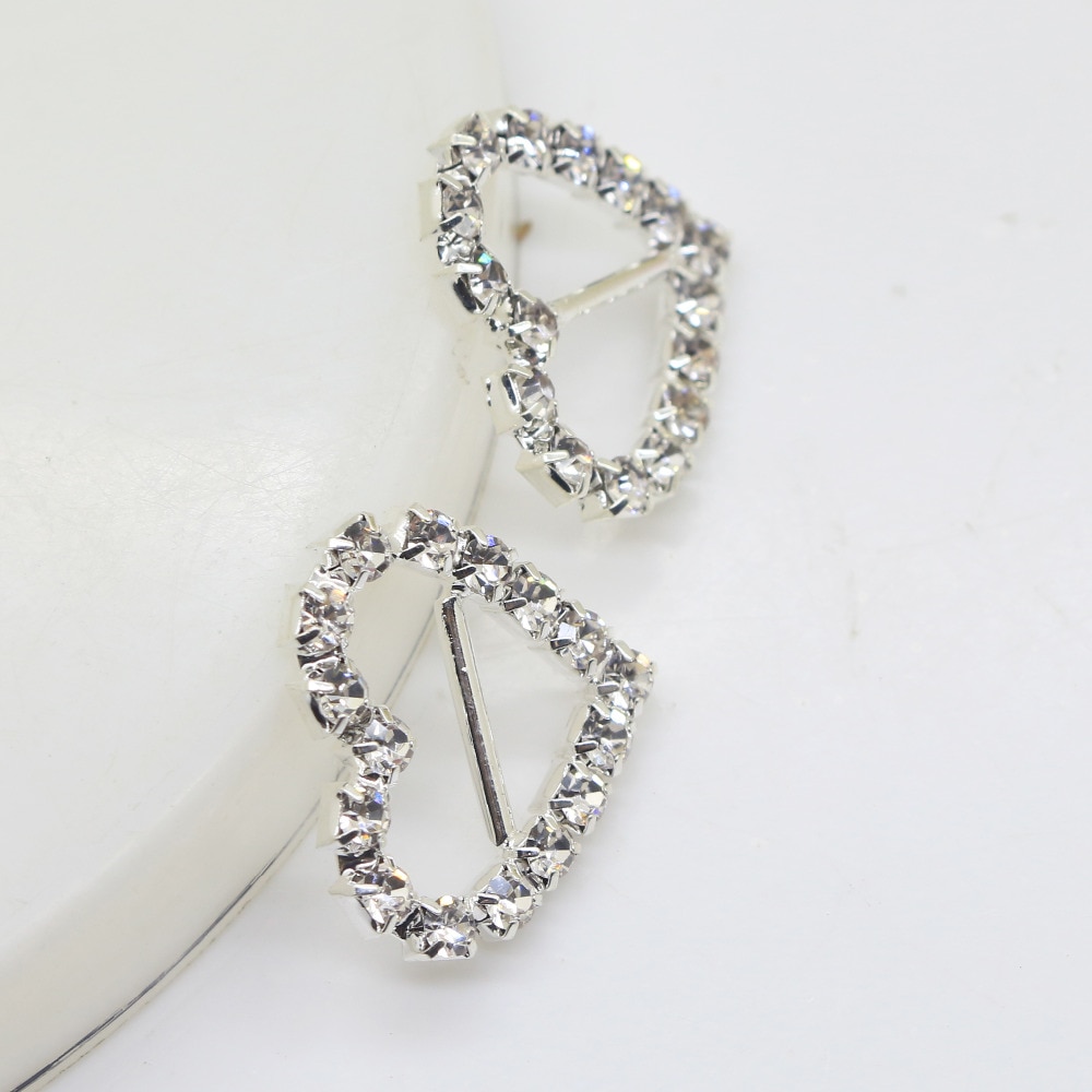 ! 10 st, silver strass band spänne, metall glidspänne, rosett pannband diy scrapbook dekoration tillbehör