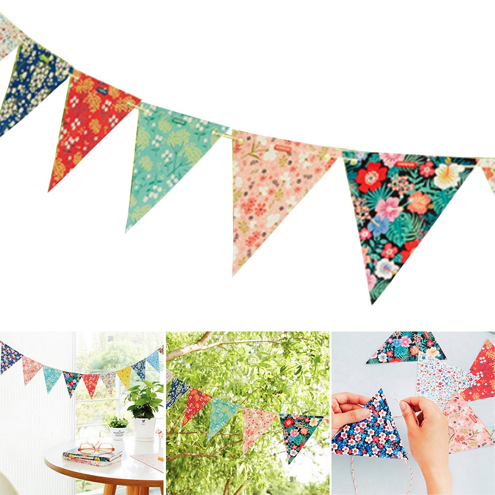 12 flaggor 120cm pappersbunting vimpel flagga banderoll girland för bröllop/födelsedag/babyshow fest dekorativt tillbehör blomflagga