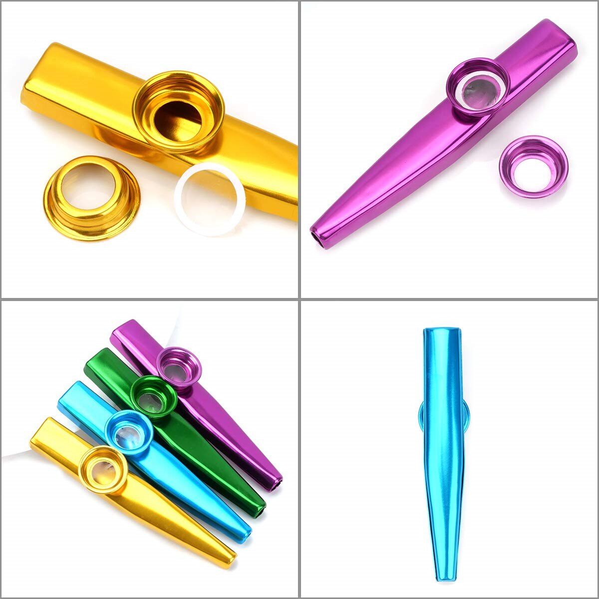Kazoo zilveren aluminiumlegering met membraan fluit membraan mond Kazoos muziekinstrumenten