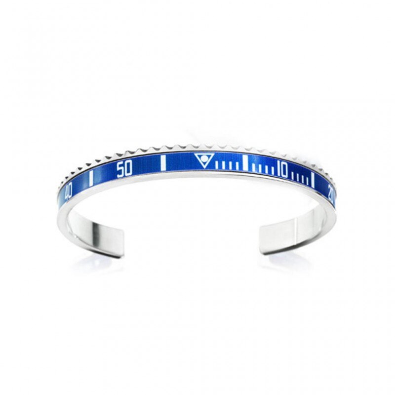 Bransoletka mankietowa ze stali nierdzewnej 12 kolorów w kolorze srebrnym ST01: steel-blue