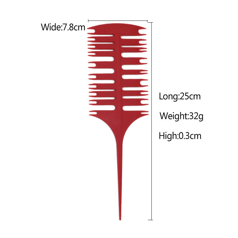 Hair Brush Comb Plastic fish bone comb Two sided multifunction highlight weaving comb hair tools Perm Comb hair: Red