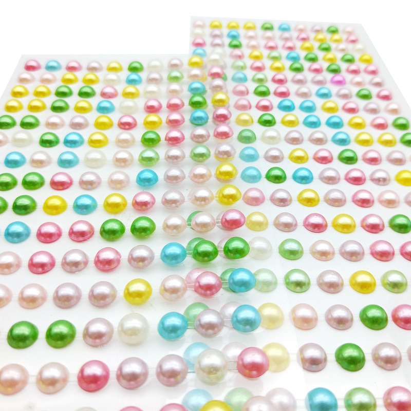 Pegatinas de perlas de colores de 7mm, cuentas autoadhesivas para Diy, calcomanías para móviles, Pegatinas artesanales, Juguetes Diy para niños, accesorios de libro de recuerdos