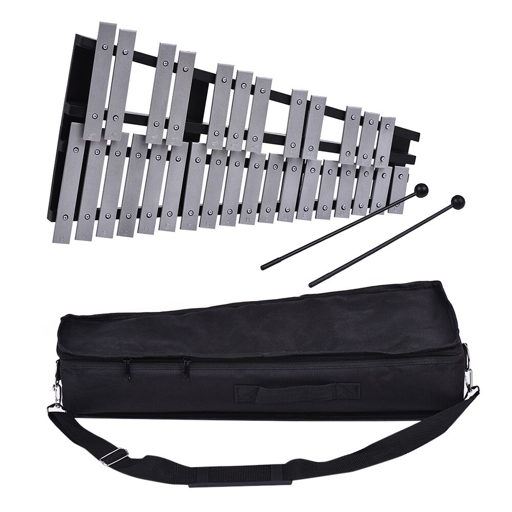 Foldable 15/25/30/32 Note Glockenspiel Xylophone Wooden Frame Aluminum Bars Educational Percussion Musical Instrument & Bag: 30 Note Xylophone