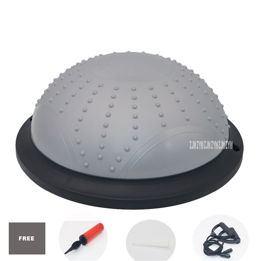 46cm Mini Yoga Balance Ball Fitball Yoga Halfsphere Semisphere Balance Trainer Device Pvc Ball Half Fitness Ball Blue: Massage grey