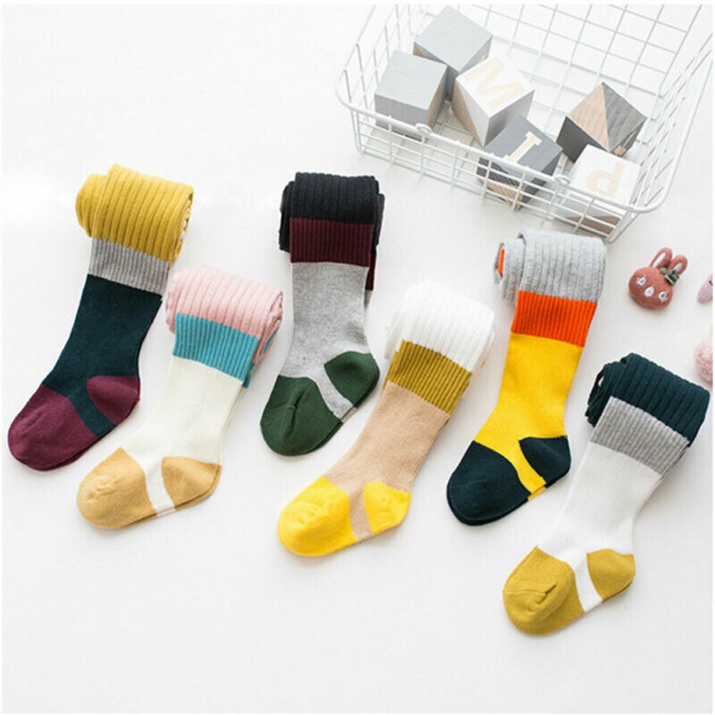 Peuter Baby Girl Kid Stijl Knie Hoge Base Kleur Gestreepte Herfst Sok