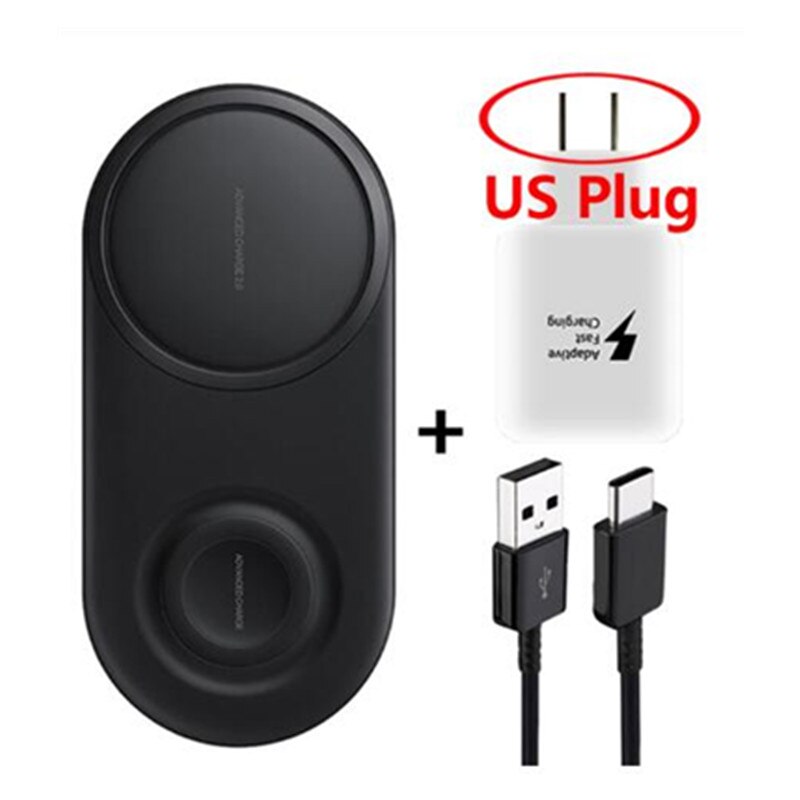 25W 2-in-1 Wireless Charger Duo Pad for Samsung S21 S20 Note20 Ultra S10 Plus Dual Phone Watch Fast Charging Dock Station: Black - US Plug