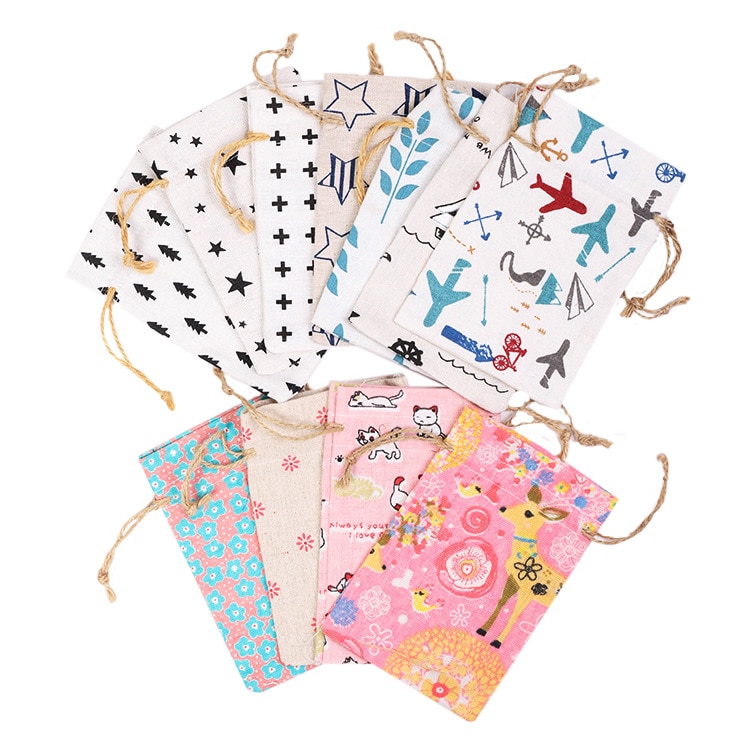 10*15cm Jute Printing Beam Drawstring Bag Cosmetic Bag Travel Makeup Case Organizer Women Lipstick Storage Coin Purse Pouch