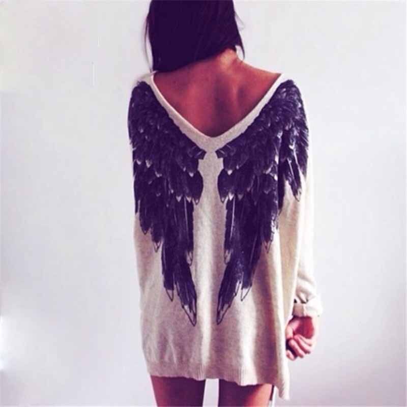 Angel Wings Flower Round Neck Long Sleeve Sweater main image 1