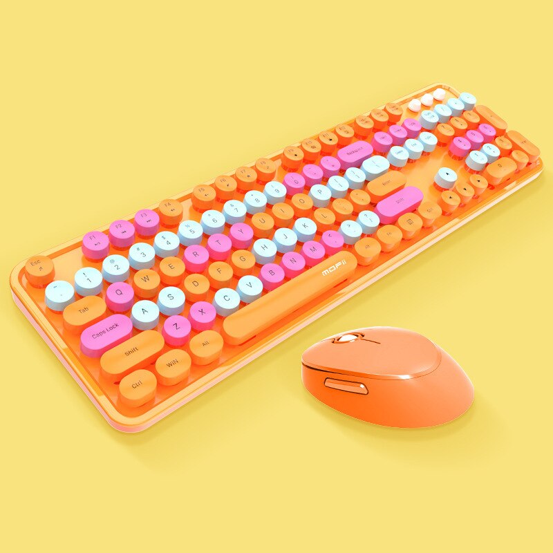 Retro Punk Wireless Keyboard and Mouse Set Gaming Keyboards Bluetooth Mouse Gamer for Laptop PC Computer Keyboard Kit: 5