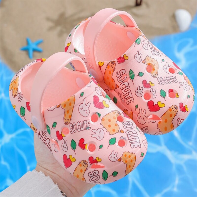 Children Garden Shoes Boys and Girls Cartoon Sandal Summer Slippers Kids Garden Baby Sandals: Pink / 20-21