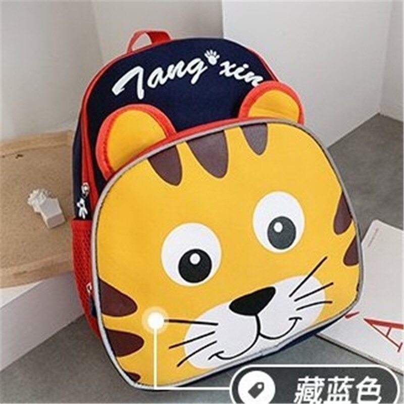 Cartoon Shoulder Bag Animal Kindergarten Schoolbag Backpack For Kids Baby Zoo Series Cute Children Schoolbag: Navy