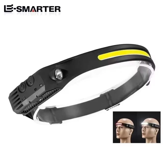 LED Induktion Scheinwerfer Kolben Sensor Scheinwerfer USB Ladung Kopf Taschenlampe Eingebaute Batterie Taschenlampe Camping Licht