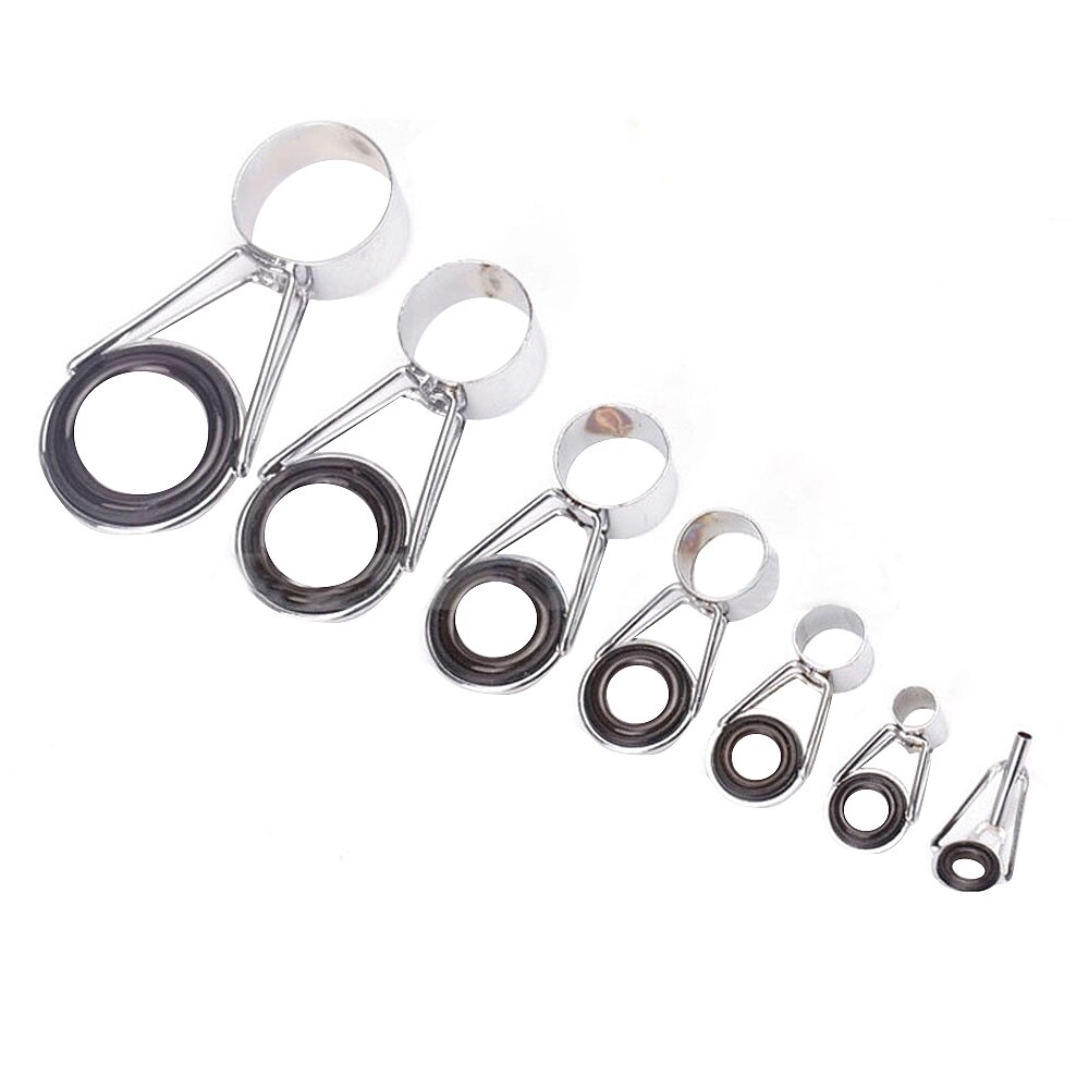 7Pcs Fishing Rod Guides Tip 7 Sizes Telescopic Tip Repair Kit Line Rings Eyes Set: Default Title