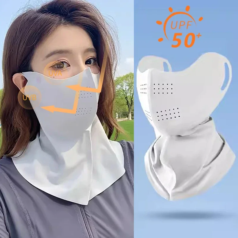 Vrouwen Zomer UV-bescherming Sjaal Ijs Zijde Gezichtsmasker Cover Outdoor Wrap Cover Sport Fietsen Zonbestendig Zonnebrandcrème Stofdicht