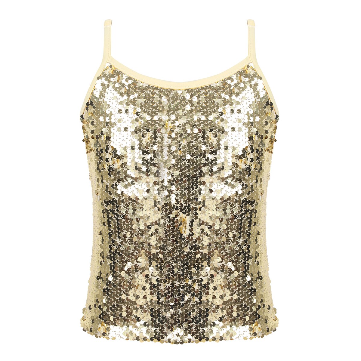 Camiseta sin mangas de baile de Ballet para niñas, Tops de baile de Jazz con lentejuelas brillantes, ropa de calle de baile de Hip Hop, disfraz de actuación para de Carnaval: Gold / 12